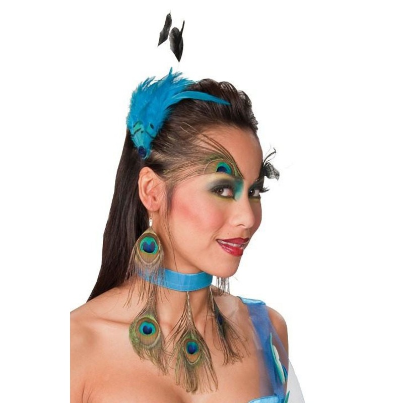 Peacock feather drop earring