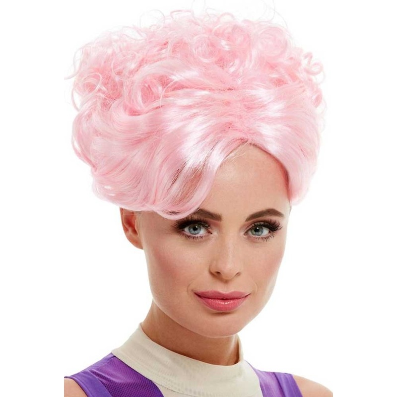 Pink curly ladies wig Rhonda