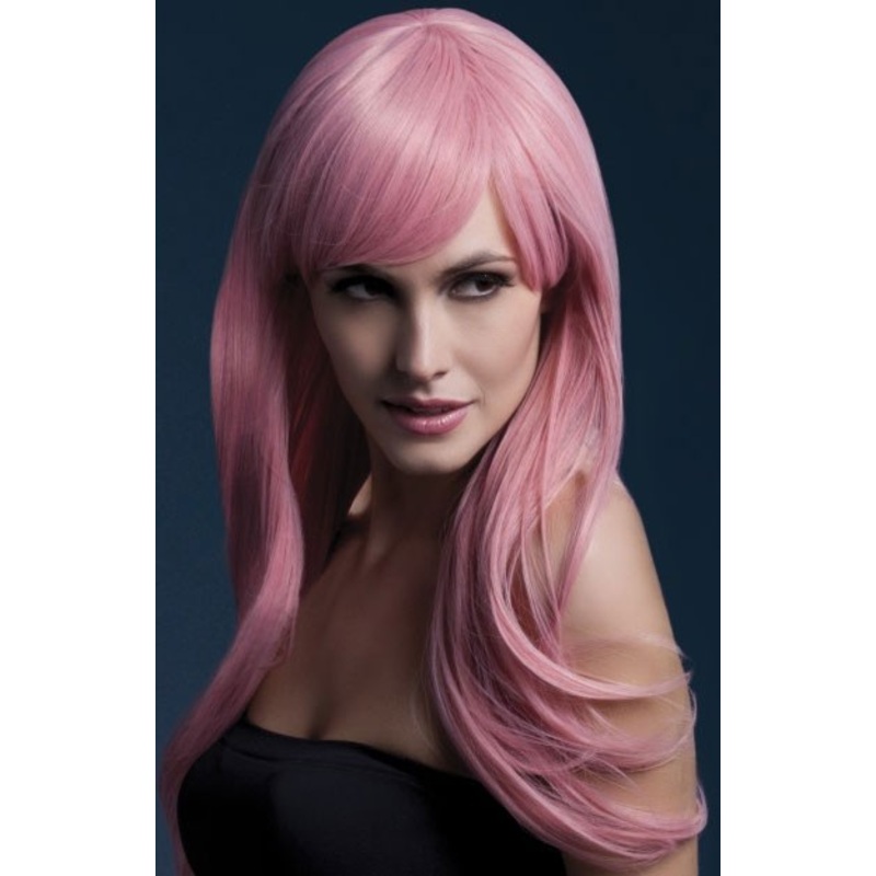 Pink long hair wig