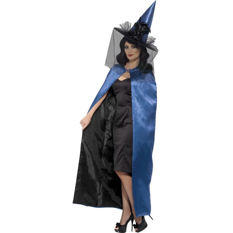 Reversible witch cape in black and blue