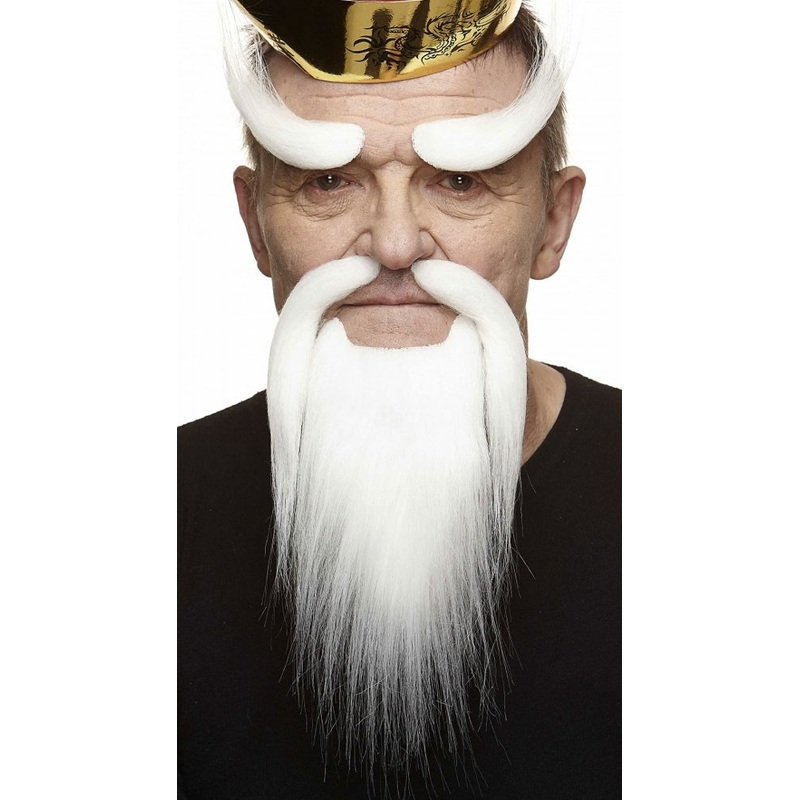 White Genghis Khan beard with eyebrows