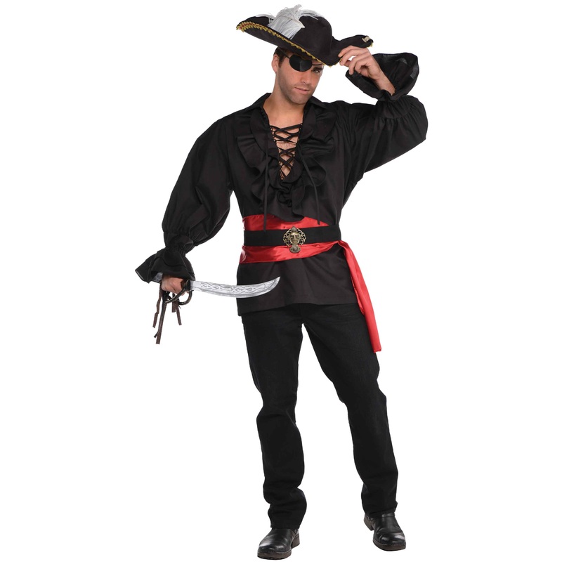 Black pirate shirt with lacing