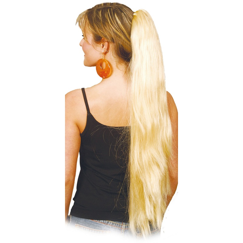 Blond ponytail with lapel comb 50cm