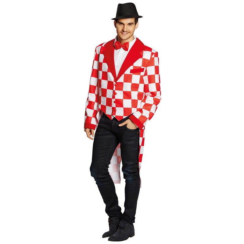 Checkered tailcoat red and white 48