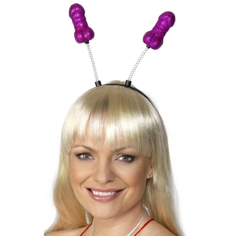 Crazy glitter penis headband in pink
