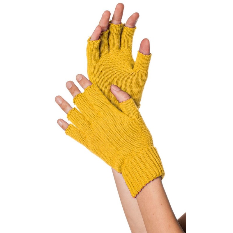 fingerless gloves in mustard yellow