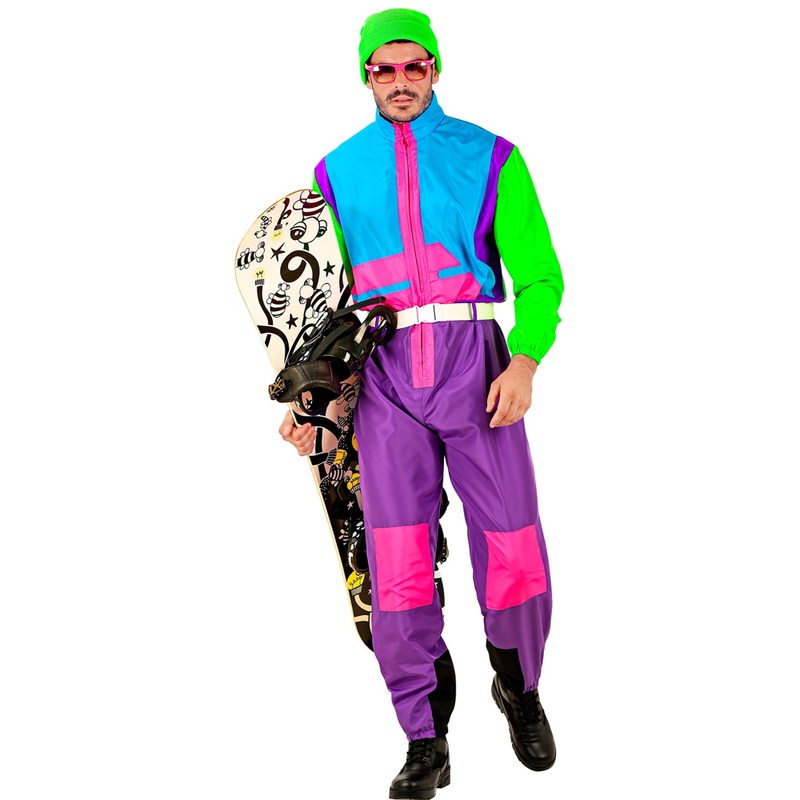 Neon snowboarder costume for adults S