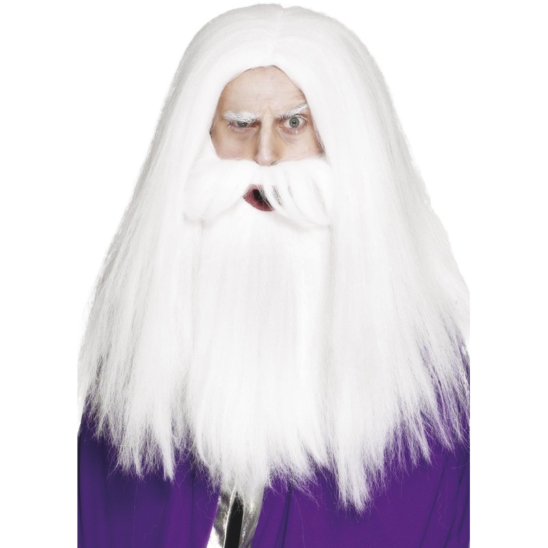 White magician wig with XXL beard