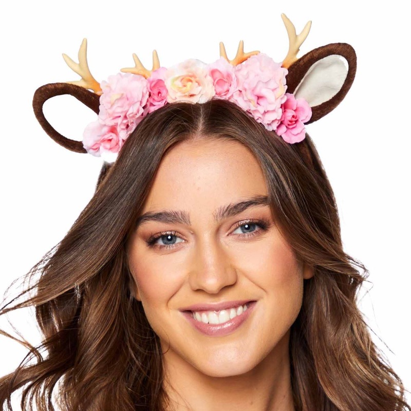 Deer antler headband with flowers