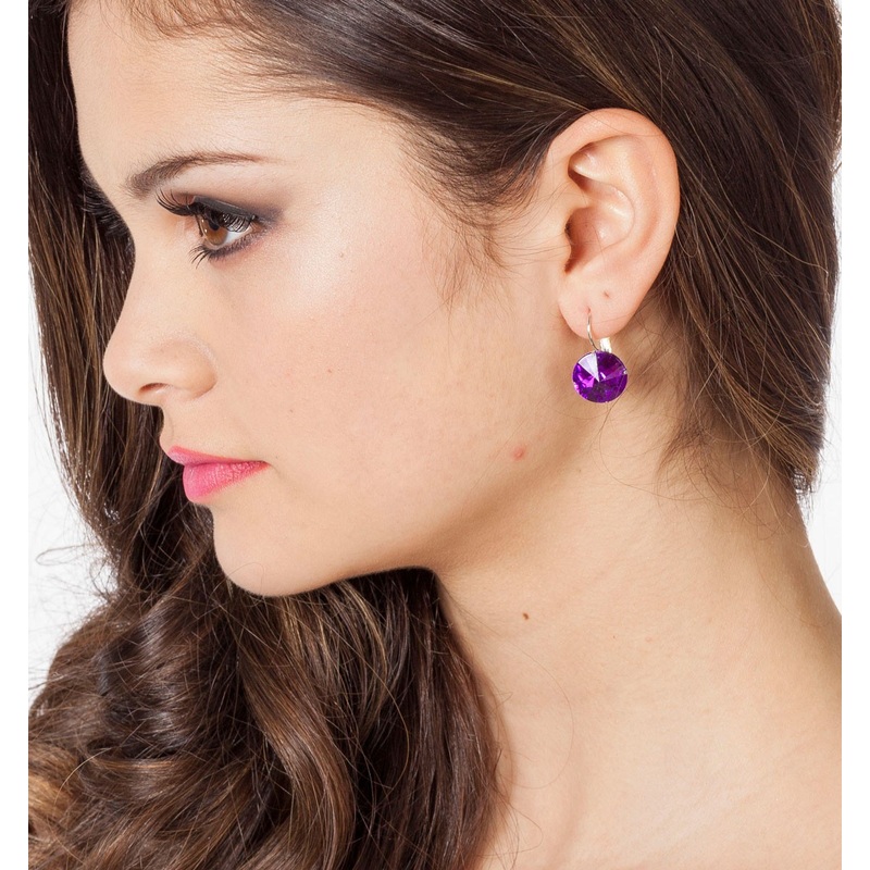 Elegant violet gemstone droplet earrings