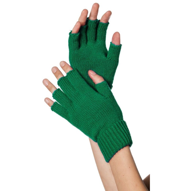 fingerless gloves in green