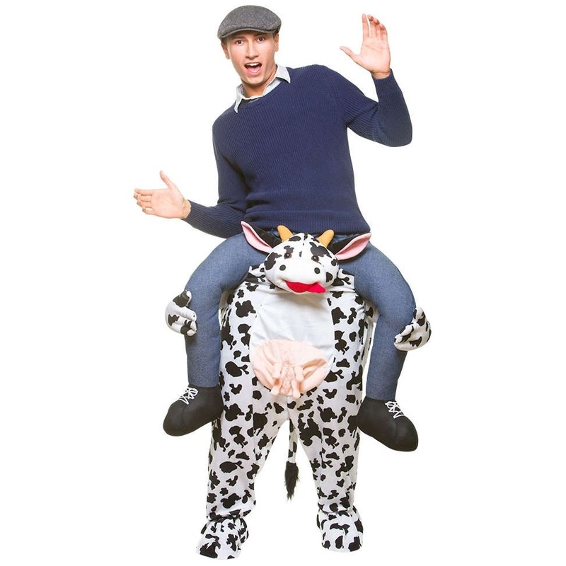 Piggyback on cow costume