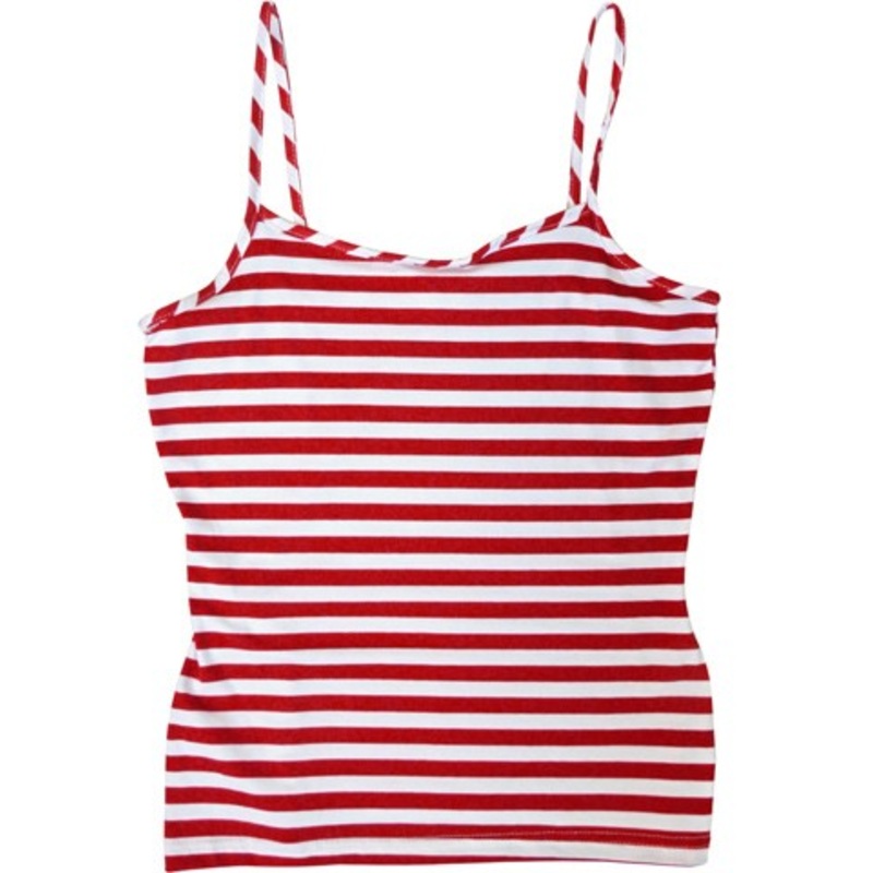 Red striped stretch ladies top XS