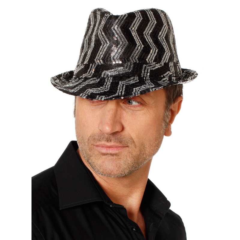 Black glitter fedora hat