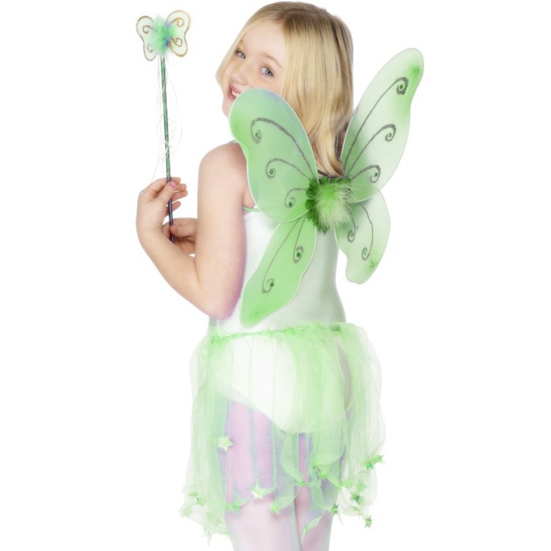 Green fairy wings and wand