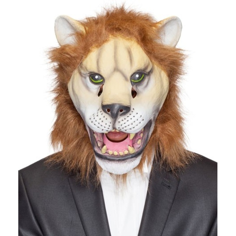 Realistic lion mask with fur