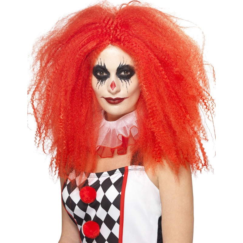Red clown harlequin head of hair wig