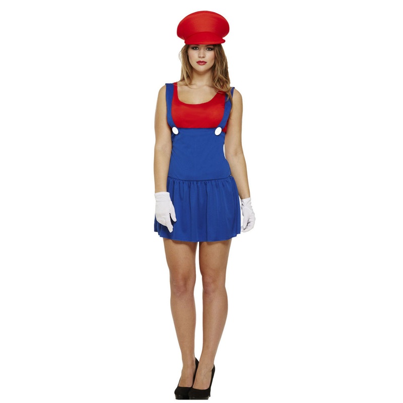 Red Super Plumber Ladies Costume