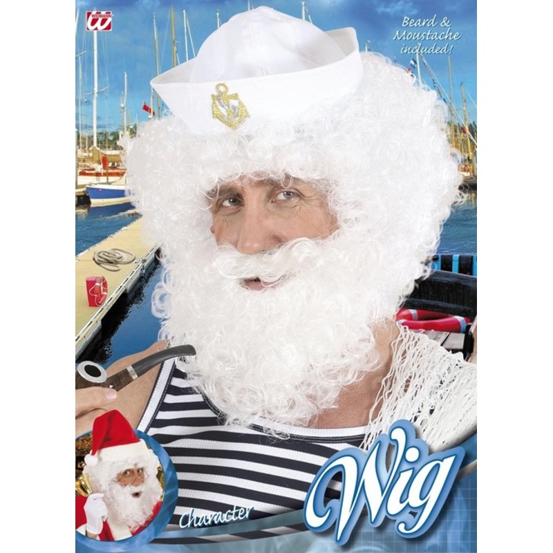 White men's wig with full beard