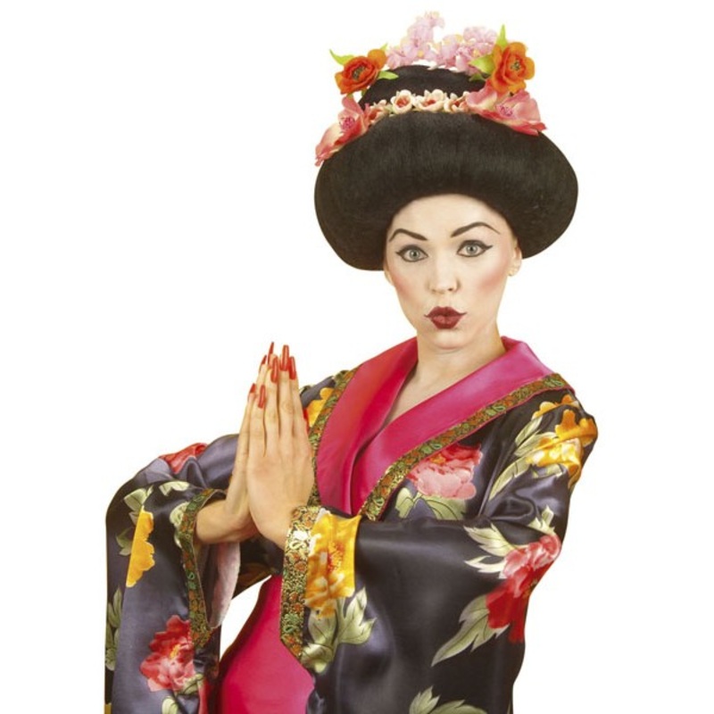Yokota geisha wig with floral ornament
