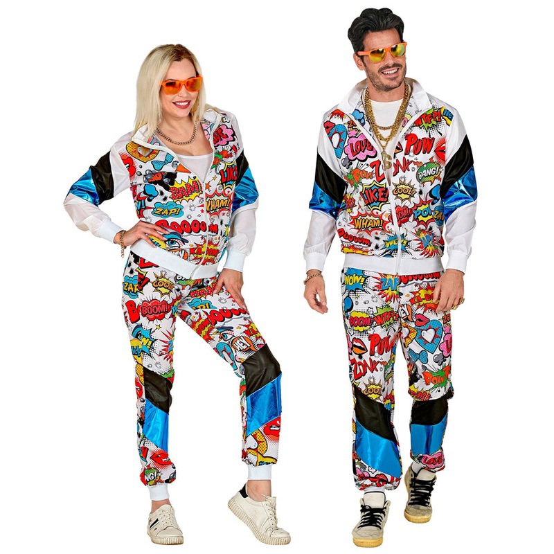 Adult 80s comic jogging suit S