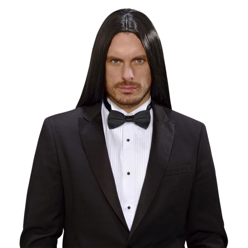Black men's long hair wig