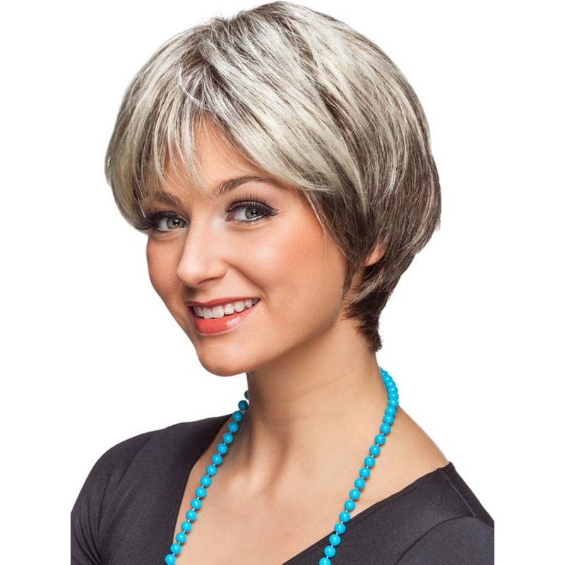 Blond-brown short hair ladies wig