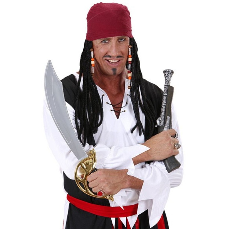 Pirate captain men's wig with bandana