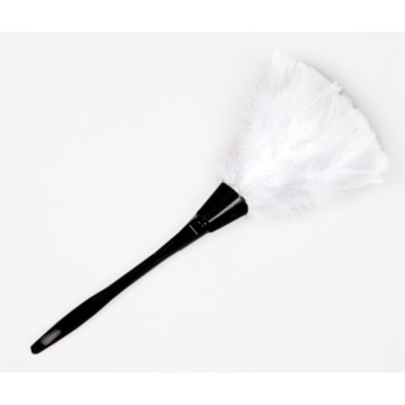 White housekeeping feather duster