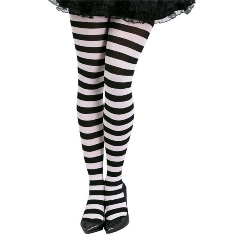 Black & White Striped Tights Womens