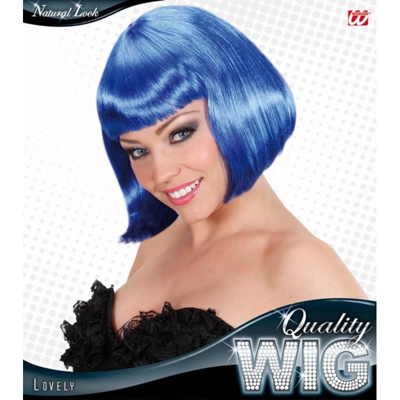 Cheeky page head wig blue with bangs