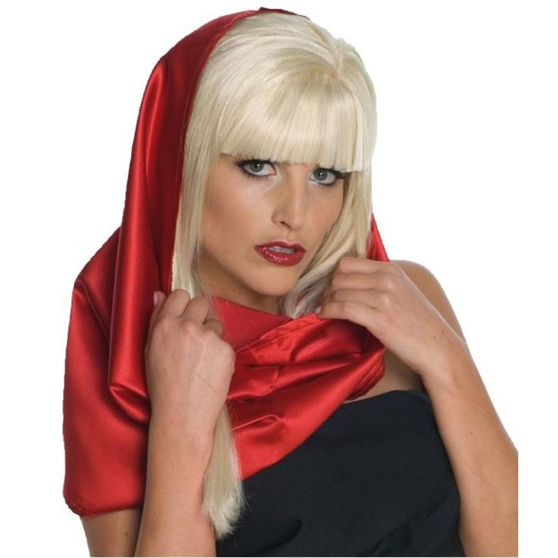 Lady Gaga satin hat scarf red