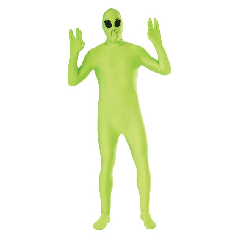 Neon green alien catsuit mens costume