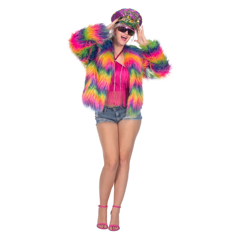 Rainbow Fur Jacket for Women