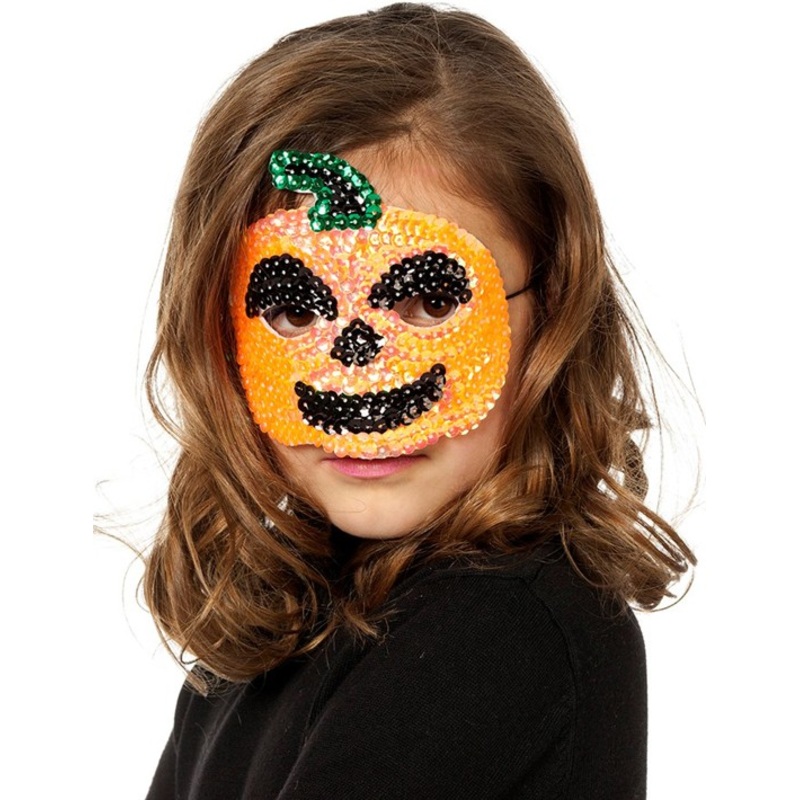 Sparkling pumpkin sequins kids mask