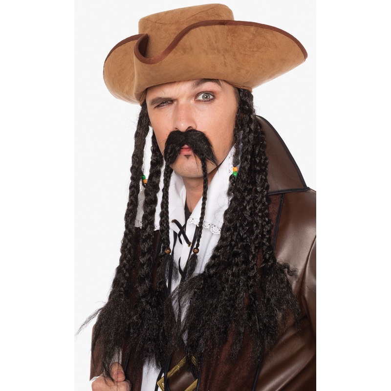Brown tricorn hat with felt curls