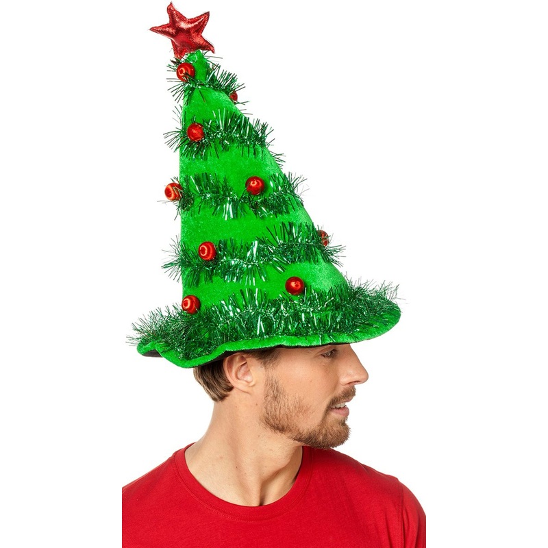 Party hat with tinsel Christmas tree