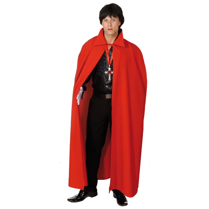 Red Dacian vampire cloak with stand-up collar