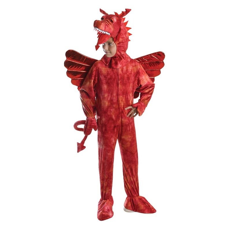 Red fire dragon costume for kids 128