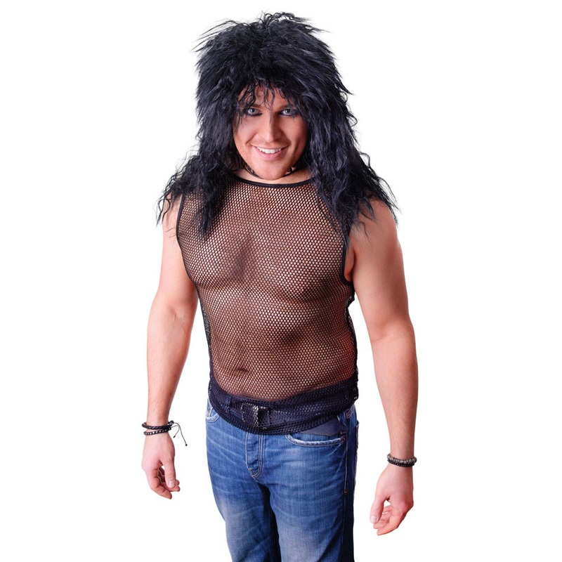 Sleeveless mesh shirt in black