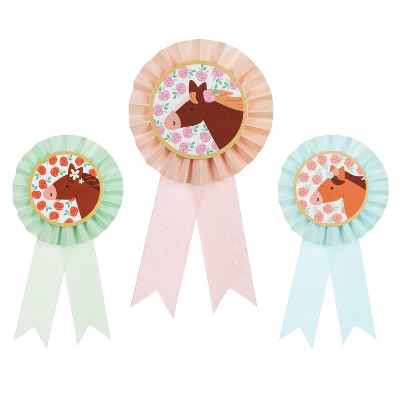 3 horse rosettes 8.5 x 16.5cm