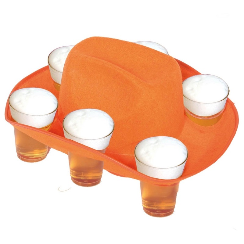 Beer hat with 6 holders orange