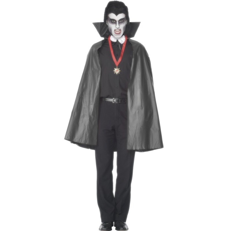 Black vampire cloak with collar 114cm