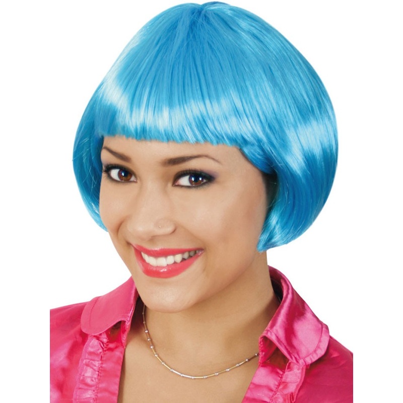 Blue bob party wig for women