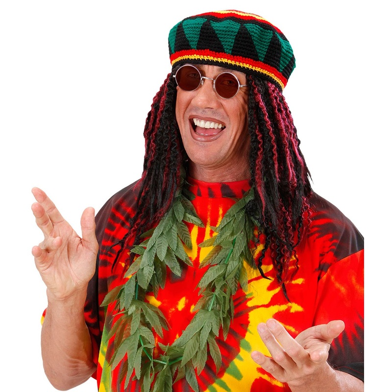 Jamal Rasta Unisex Dreadlocks Wig In Black-Red