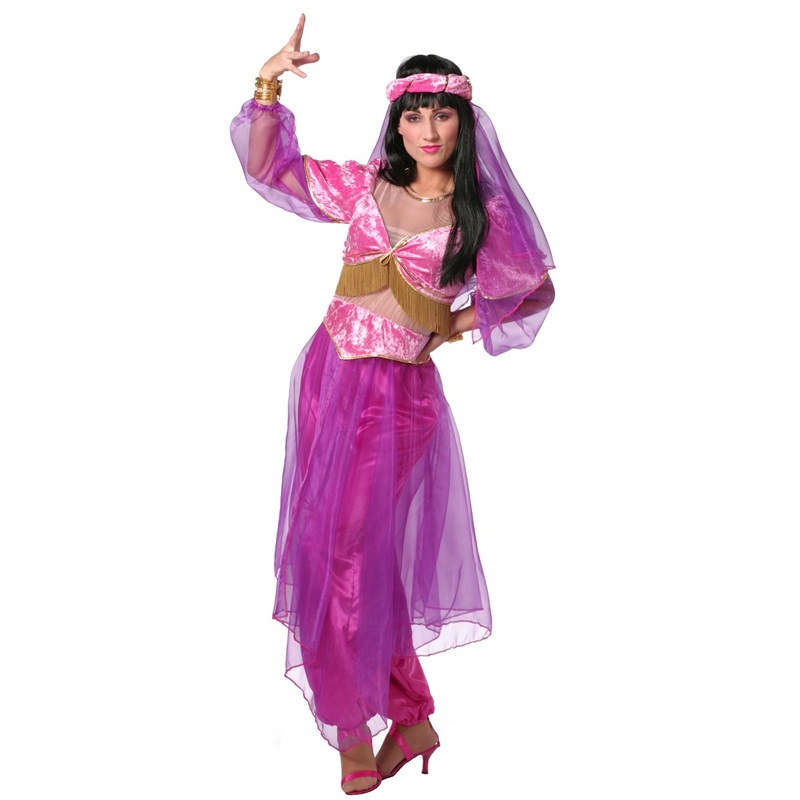 Pink dancer costume with headband and veil 36