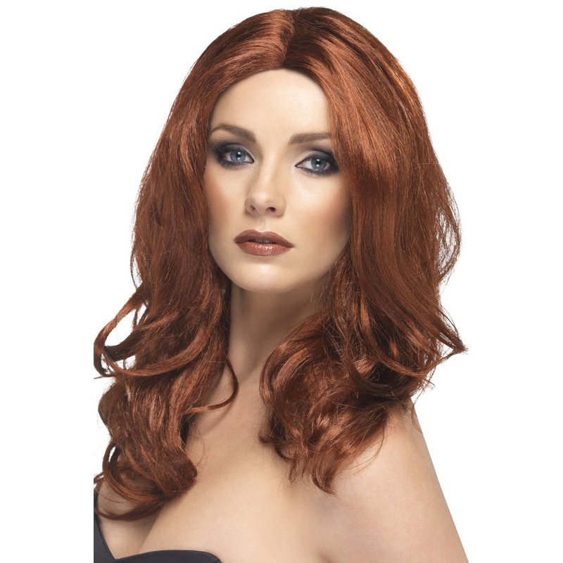 Women's wavy party wig maroon