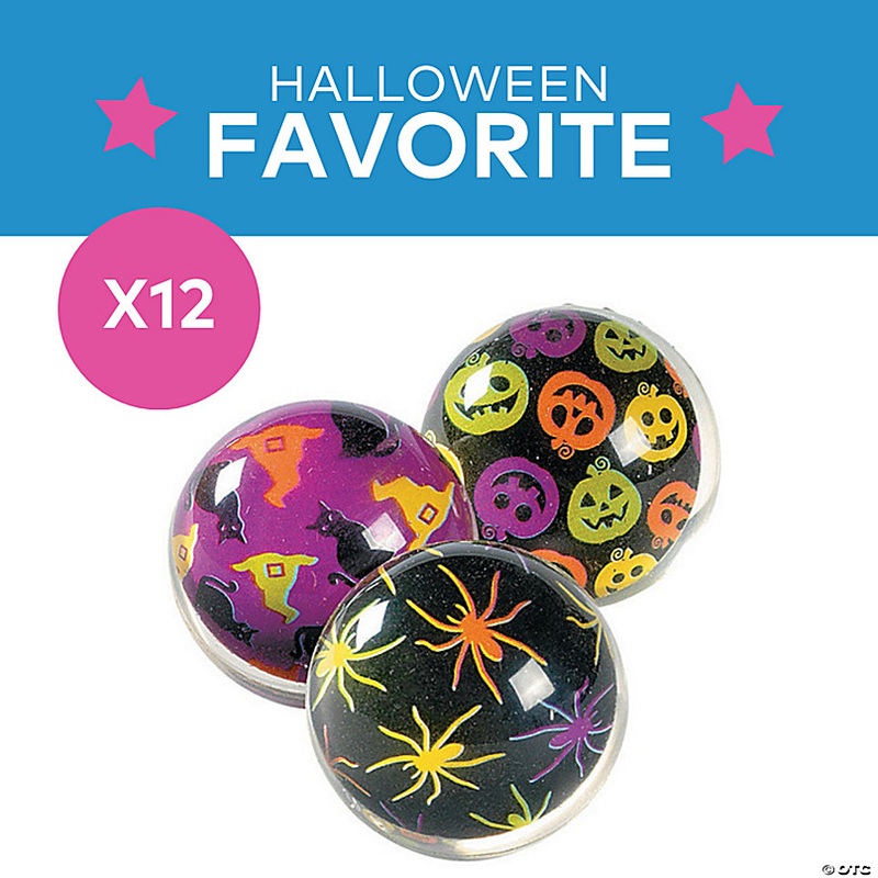 1 1/4 Mini Iconic Halloween Rubber Bouncy Ball Assortment - 12 Pc.