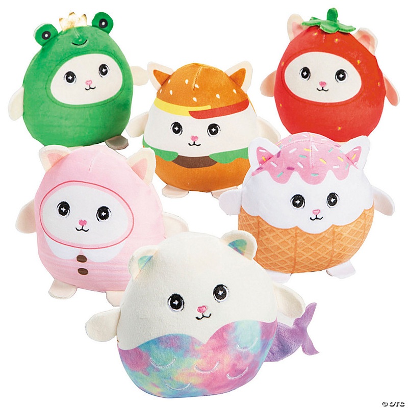5 Stuffed Cats in Food & Animal Costumes Assortment