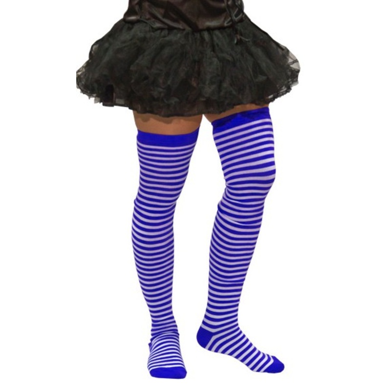 Blue and white striped striped stockings